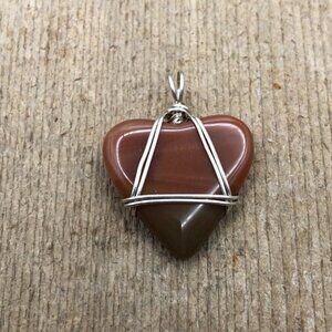 Red Brown Ombré Agate .925 Silver Wire Wrapped Necklace Pendant